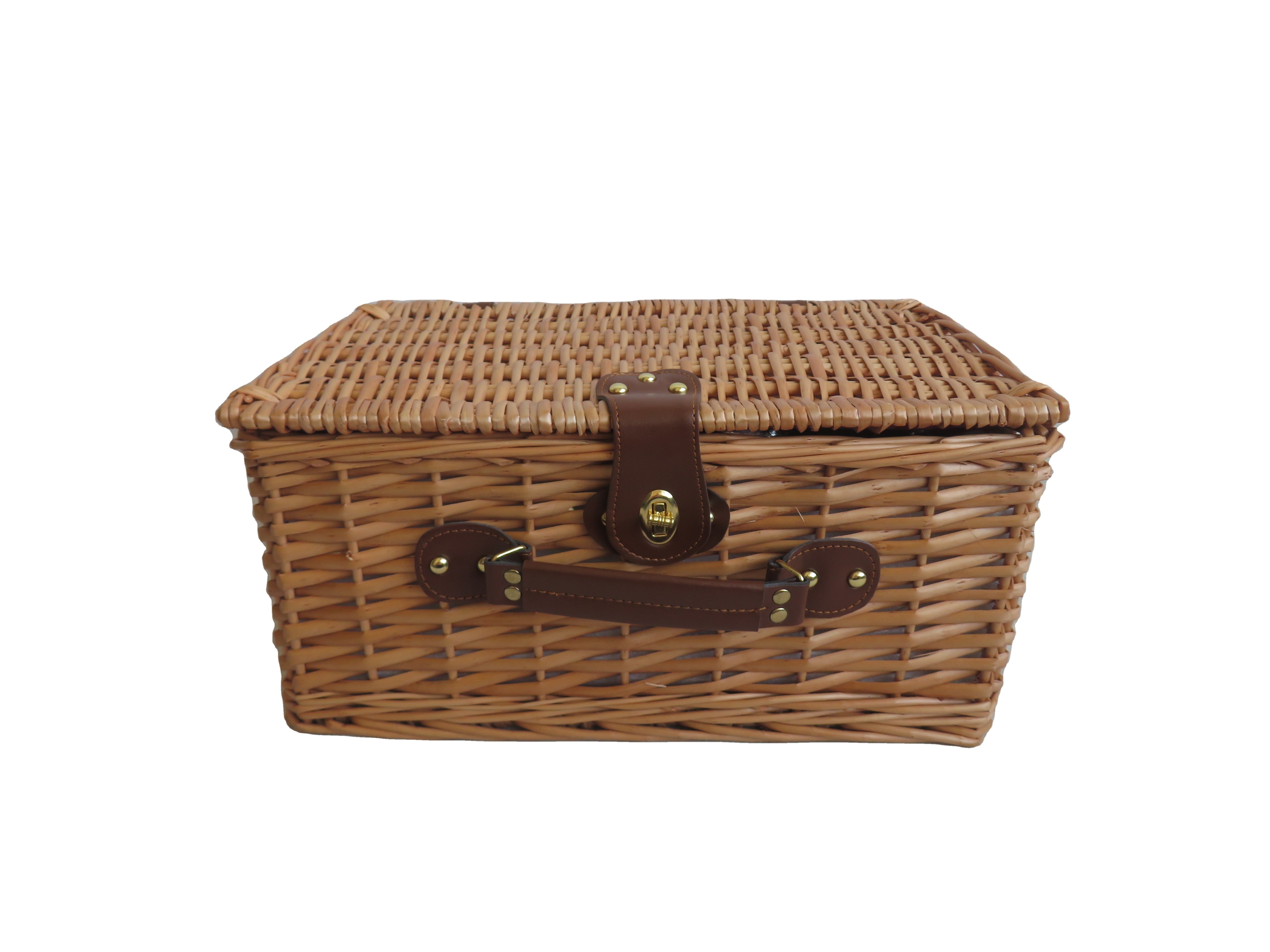 OEM Collapsible rattan Folding Wholesale willow Wicker Insulated Cooler Wicker Picnic hamper food Basket set for 4 with lid