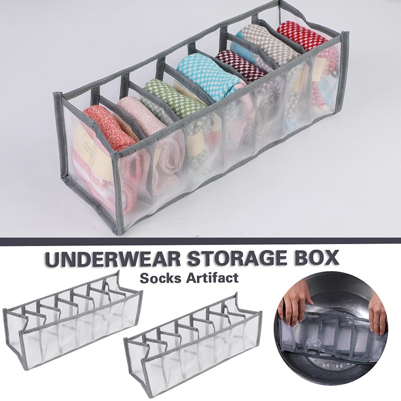 Dormitory closet organizer for socks home separated underwear storage box 7 grids bra organizer foldable drawer organizer