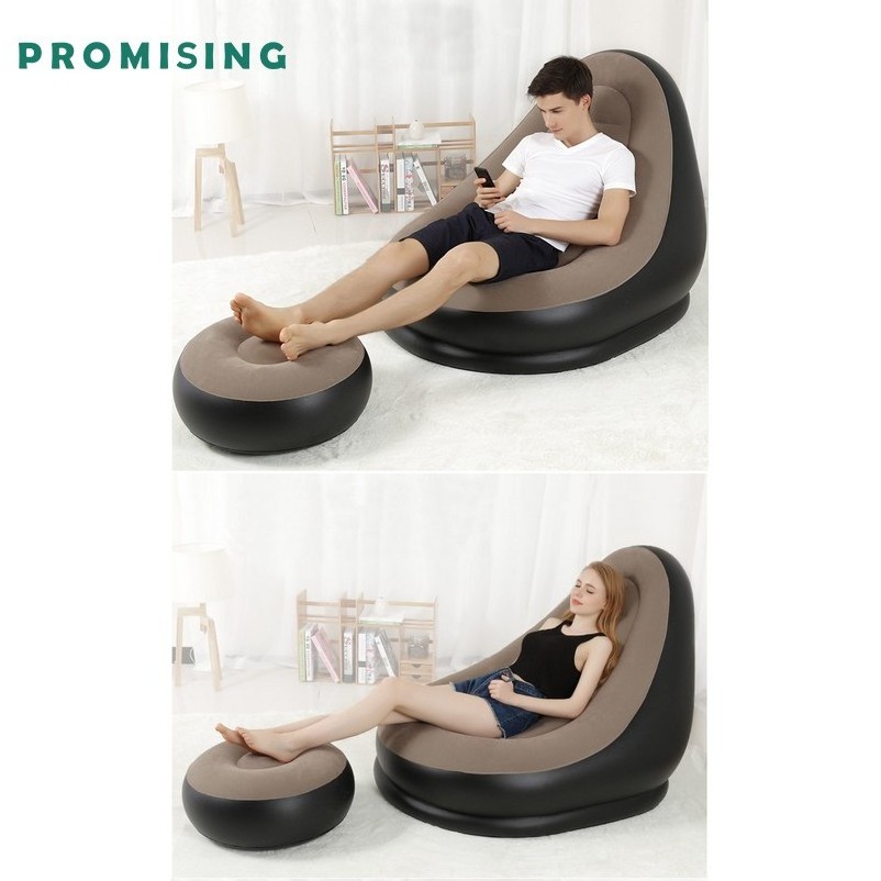 Inflatable Lounge Chair with Ottoman Blow Up Chaise Lounge Portable Lazy Sofa Set Indoor Outdoor 	 sofa set designs with price