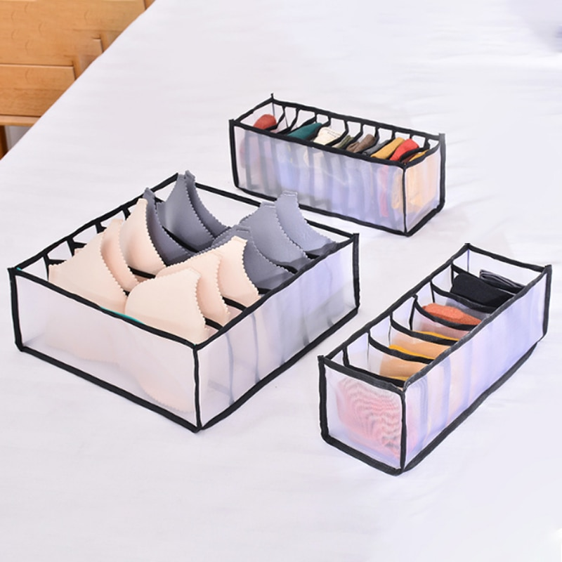 Dormitory closet organizer for socks home separated underwear storage box 7 grids bra organizer foldable drawer organizer