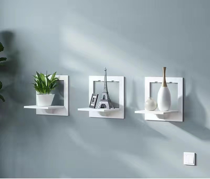 Wall Organizer Wall Shelf Set Punch Bedside Wall Display Stand Rack Mounted Flower Pot Holder TV Background Room Decoration