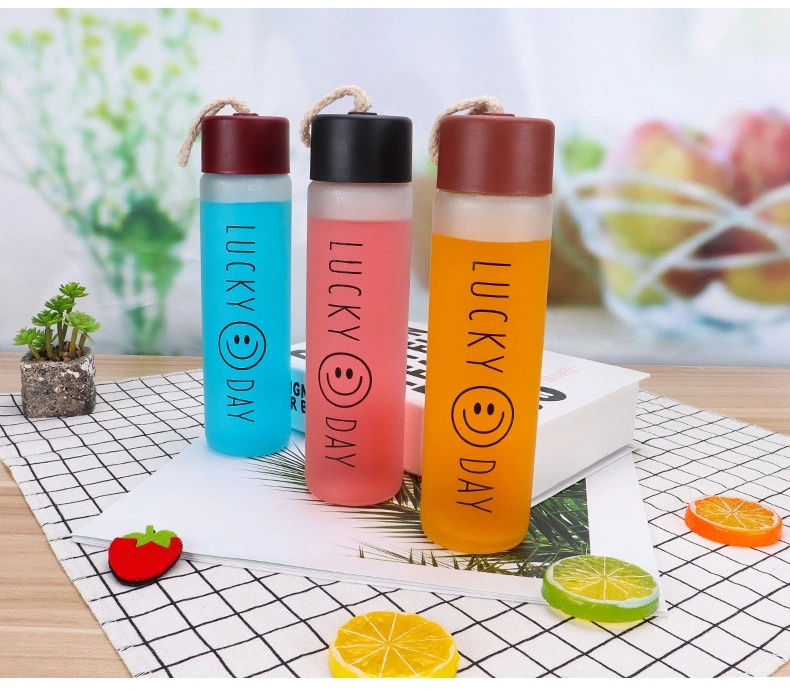 Trend 2021 New Product  Portable Sport Plastic lid Drinking Water Bottle with Motivational Time Marker glass bottle