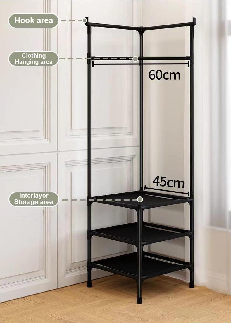 Bedroom Corner Coat Racks Cabinet Hanging Rack Metal Racks Clothing Multi-function Floor Standing Clothes Hanger Storage Shelf