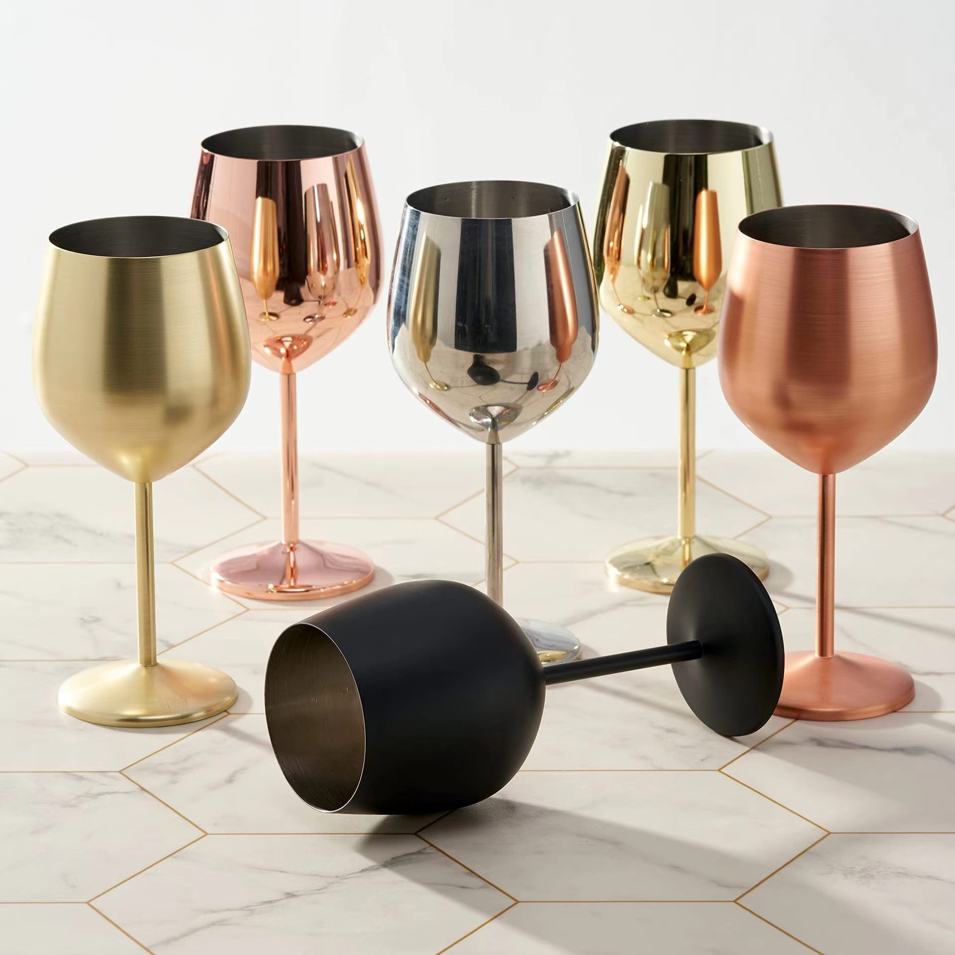 Hot-selling stainless steel red wine glass bar creative goblet metal cocktail champagne glass drop-resistant glass