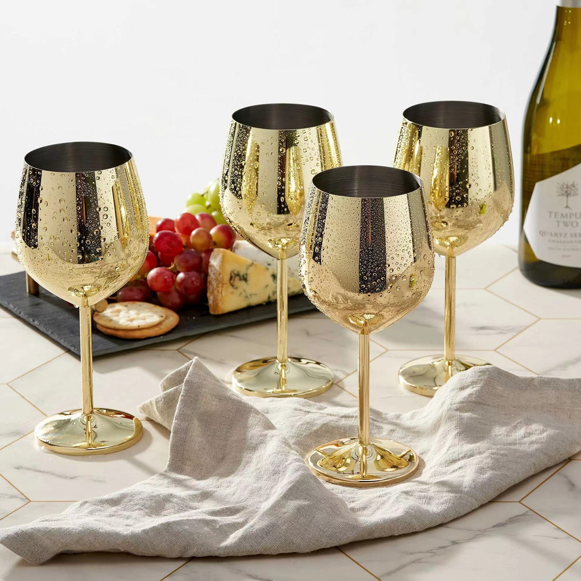 Hot-selling stainless steel red wine glass bar creative goblet metal cocktail champagne glass drop-resistant glass