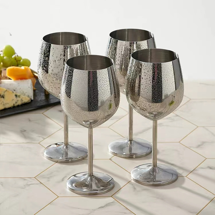 Hot-selling stainless steel red wine glass bar creative goblet metal cocktail champagne glass drop-resistant glass