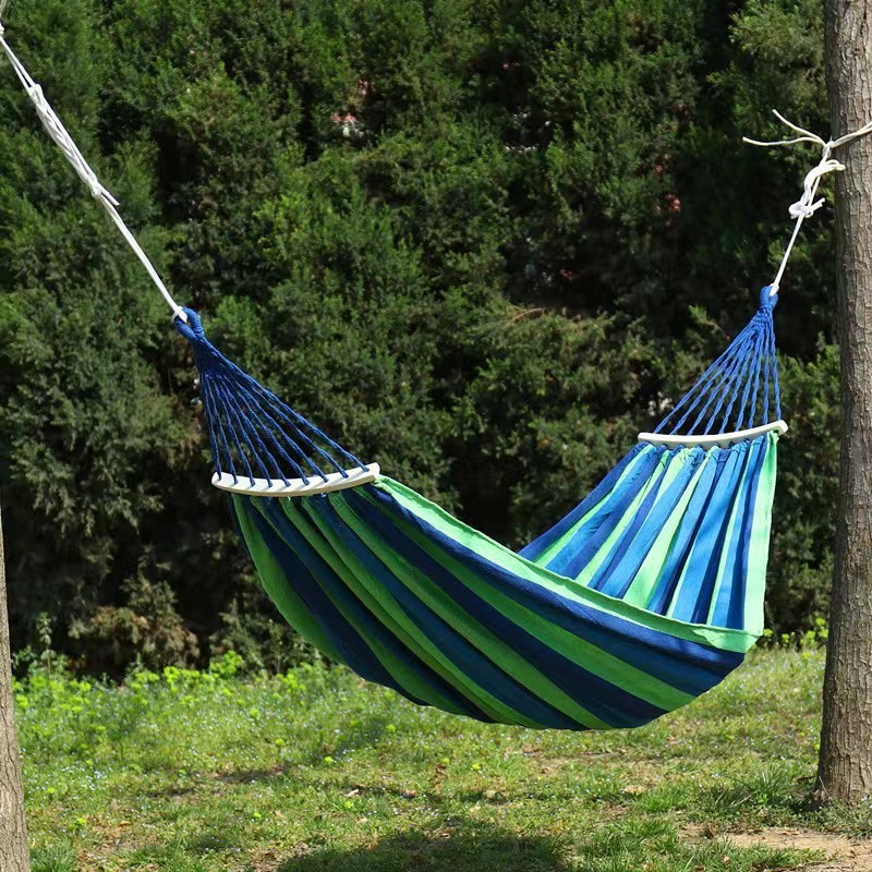 Outdoor Hammock Portable Garden Hammock Sports Home Travel Camping Swing Canvas Stripe Bed Hammock Double Single People