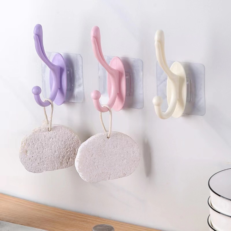 Coat hook seamless punch-free door hanger wall bathroom towel hook multifunctional nail-free double hook