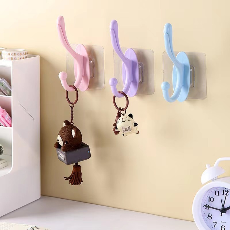 Coat hook seamless punch-free door hanger wall bathroom towel hook multifunctional nail-free double hook