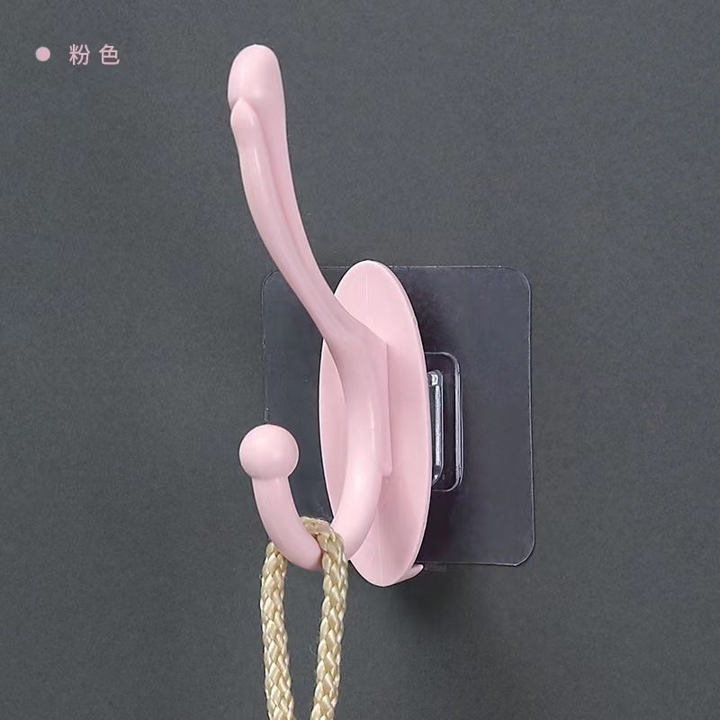 Coat hook seamless punch-free door hanger wall bathroom towel hook multifunctional nail-free double hook