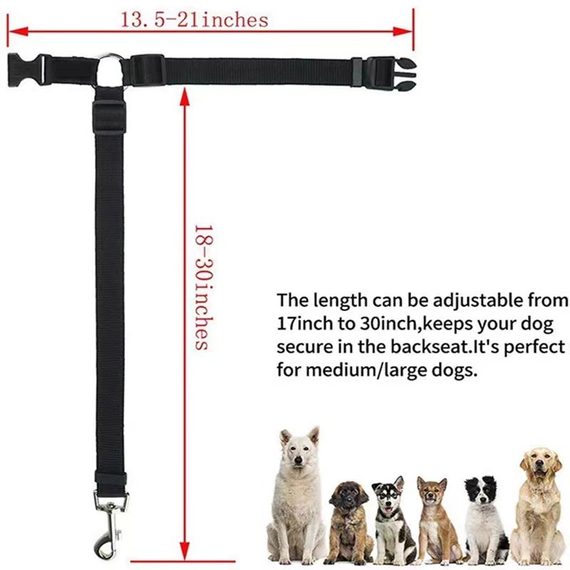 Solid Color Two-in-one Pet Car Seat Belt Nylon Lead Leash Backseat Safety Belt Adjustable Dogs Harness Collar Pet Accessories