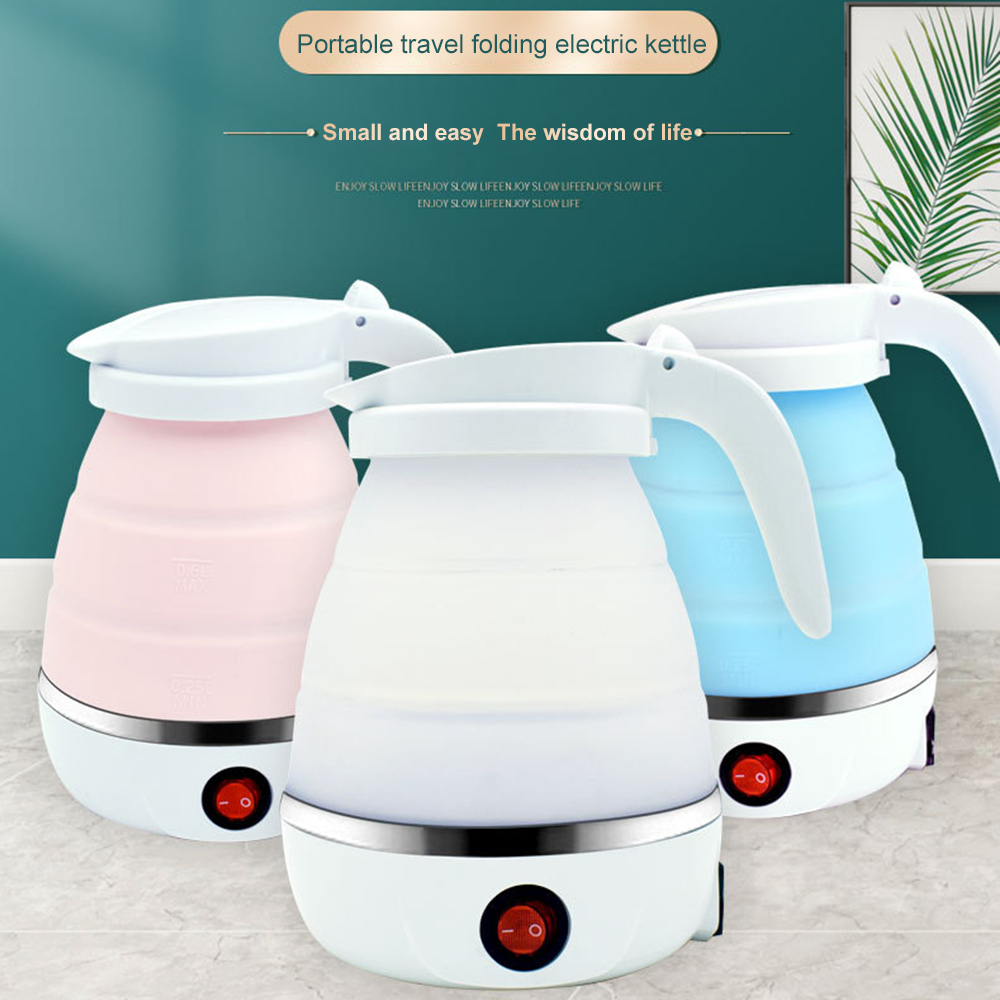 Travelling Folding Kettle Electric Silicone Foldable Water Kettles Compression Leak Proof Portable Mini Kettle 600ml Household