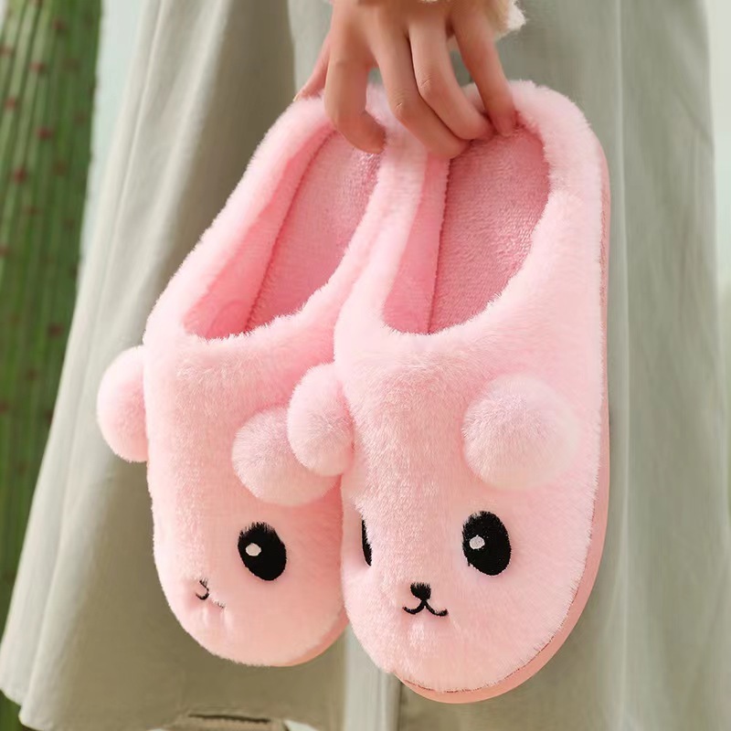 Cotton slippers female winter home warm indoor non-slip thick bottom home cute month men's cotton slippers winter.