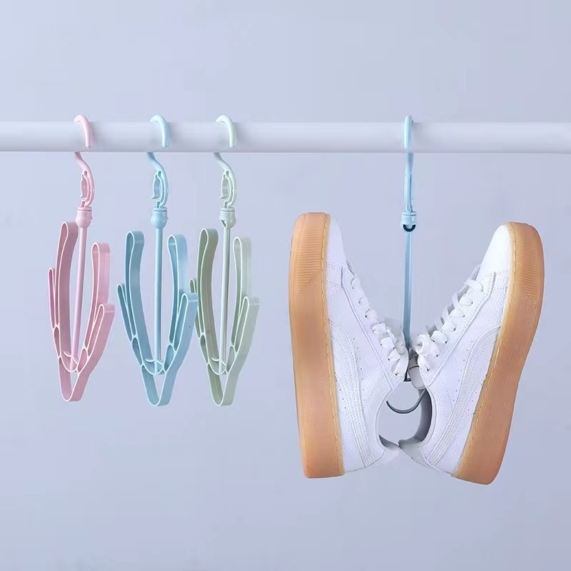 Windproof double hook balcony shoe drying rack multifunctional shoe hanger drying hook shoe drying rack