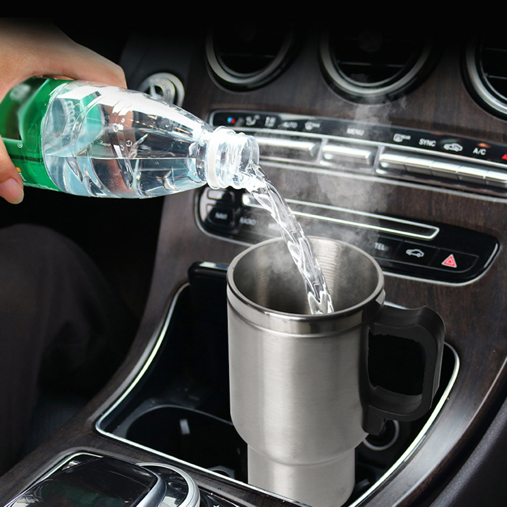 500ML 12V Car Vehicle Heating Stainless Steel Water Cup Kettle Coffee Heated Mug thermos thermal mug circles thermos