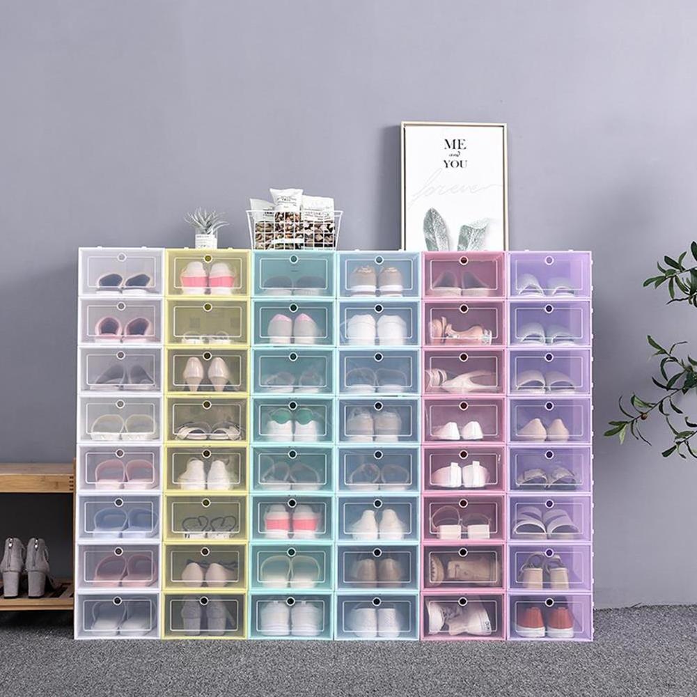 Hard Plastic Combination Shoe Box Transparent Foldable Football Shoes Storage Box Stackable Transparent Storage Box High Quality