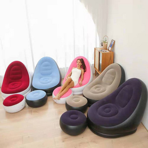 Outdoor inflatable sofa Flocked With Footrest inflatable chair ottoman Inflatable Sofa Office Soft leisure nap sofa foot pad