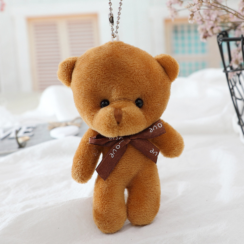 Various Colorful 10cm Plush Toy Mini Teddy Bear Keychain Wholesale Custom Kids Cartoon Stuffed Animal Soft Plush Mini Teddy Bear