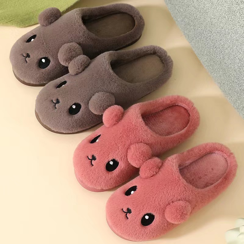 Cotton slippers female winter home warm indoor non-slip thick bottom home cute month men's cotton slippers winter.