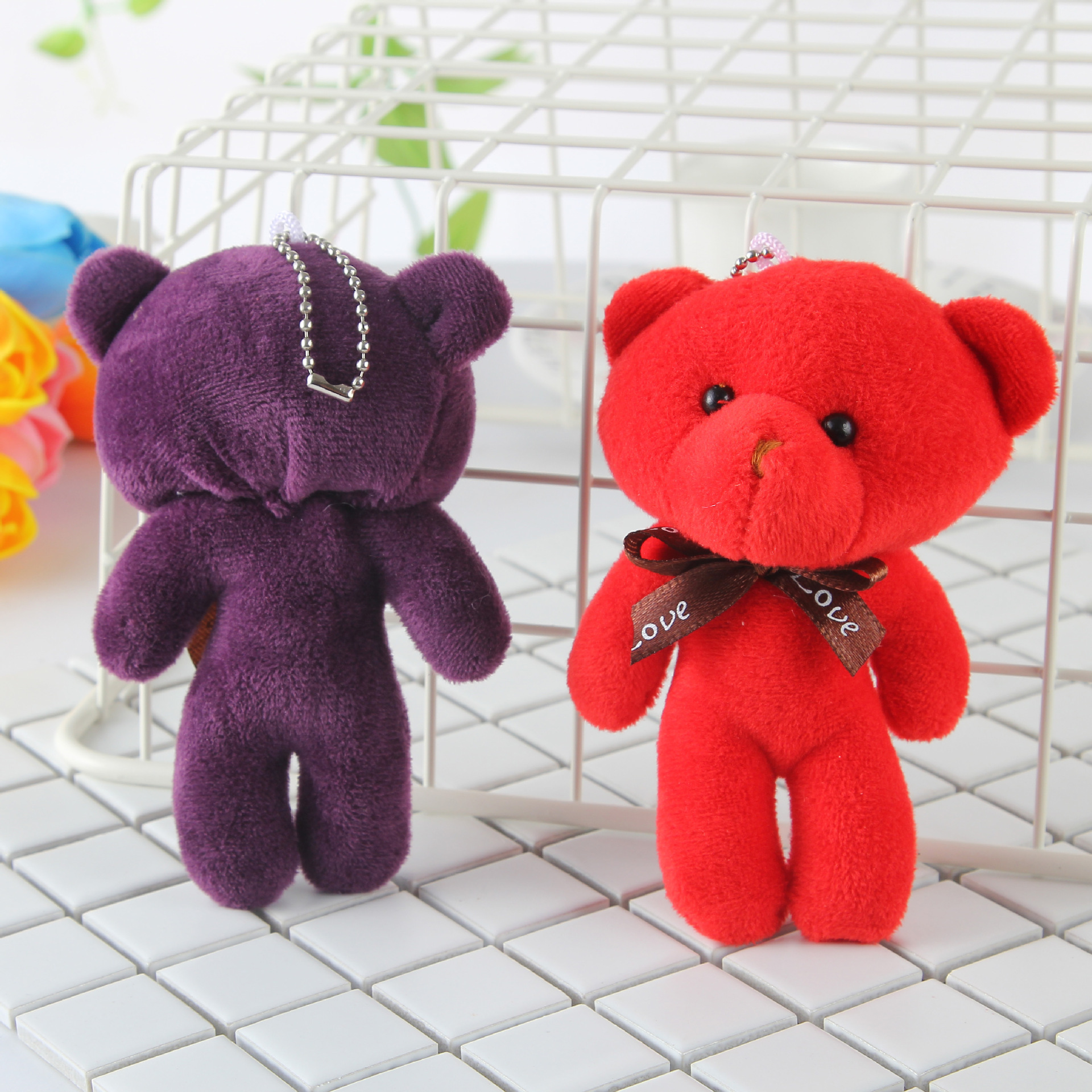 Wholesale Cute Cartoon Boys Cute Keychain Soft Plush Toy Doll 12cm  Plush Kawayi children's school schoolbag accessories