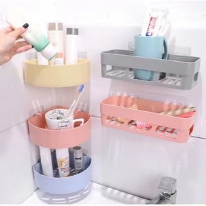 Creative bathroom wall-mounted seamless rack suction drain storage rack bathroom non-punching storage rack