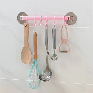 Strong viscose hook kitchen wall hanging 6 row hook creative corner bathroom nail-free seamless rack clothes hook