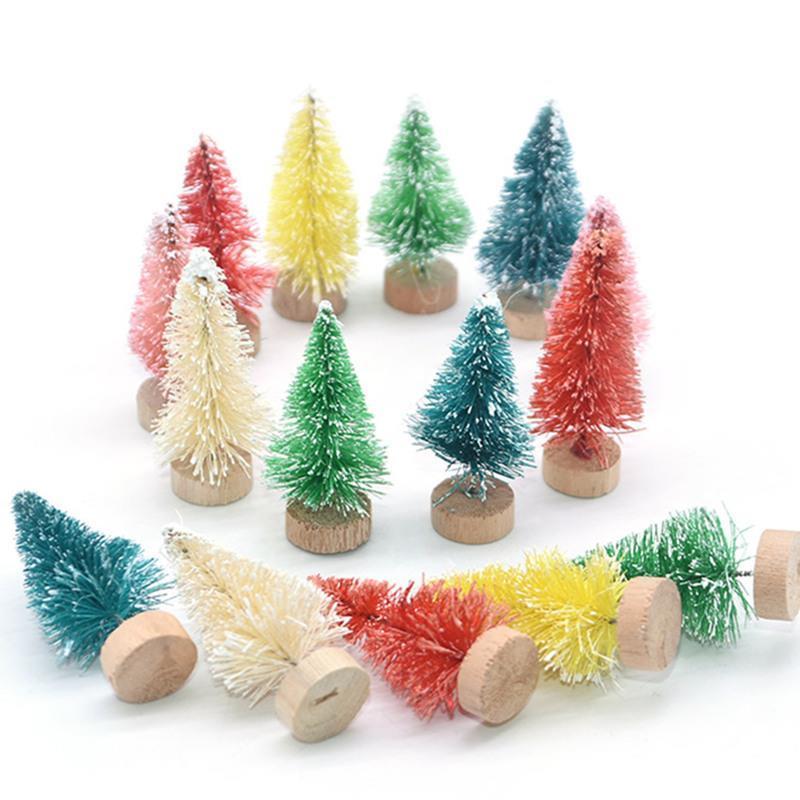 3cm-12.5cm Mini Christmas Trees Desktop Decoration Sisal Trees Bottle Brush Small Pine Trees Christmas Decoration