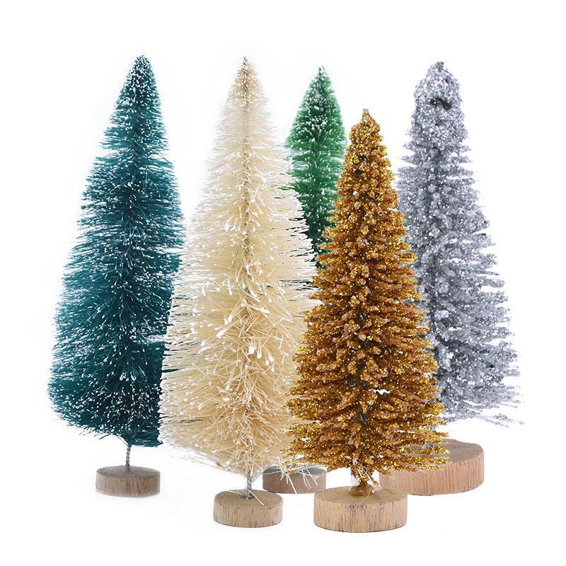 3cm-12.5cm Mini Christmas Trees Desktop Decoration Sisal Trees Bottle Brush Small Pine Trees Christmas Decoration