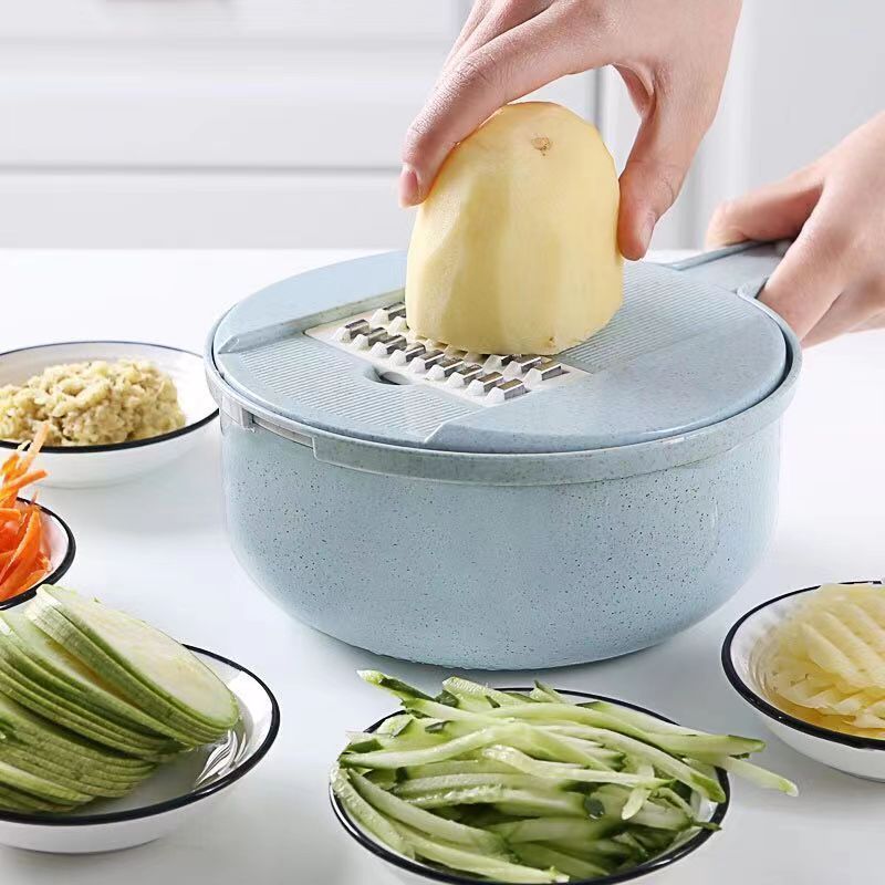 12pcs Multi-function Potato Carrot Cucumber Mandoline Slicer Cutter Grater Shredders Strainer Kitchen Fruit and Vegetable Tools