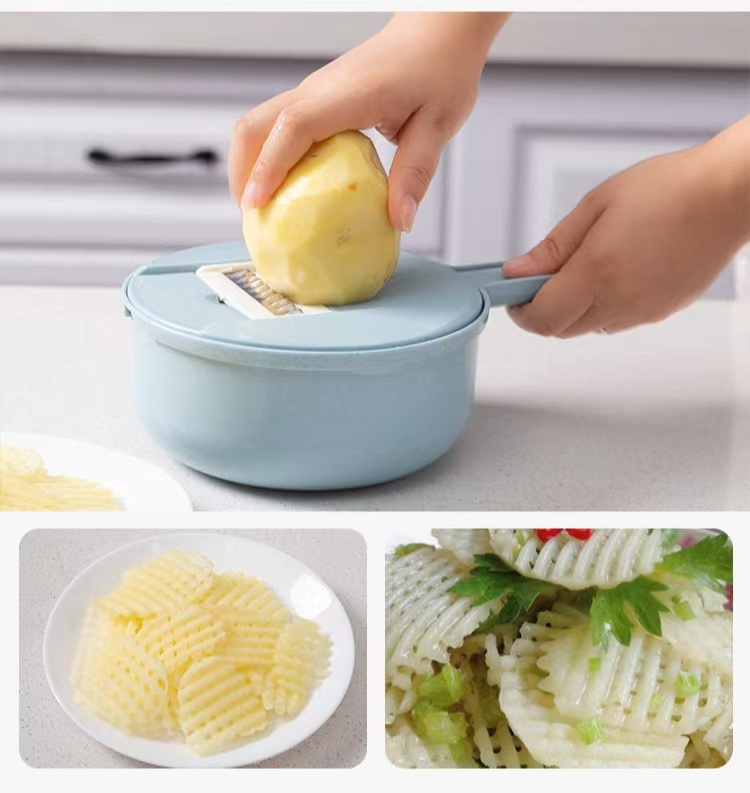 12pcs Multi-function Potato Carrot Cucumber Mandoline Slicer Cutter Grater Shredders Strainer Kitchen Fruit and Vegetable Tools