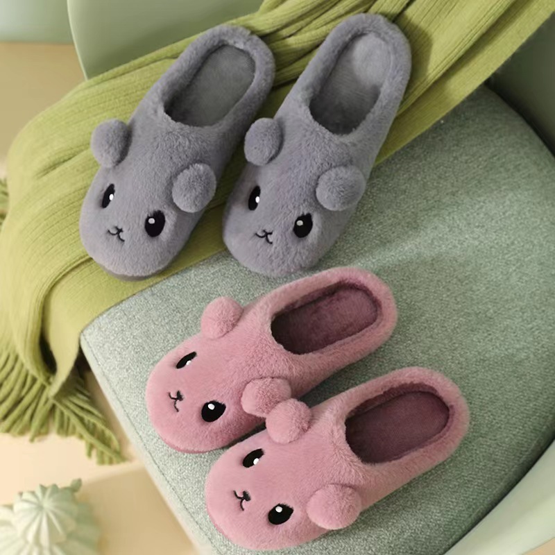 Cotton slippers female winter home warm indoor non-slip thick bottom home cute month men's cotton slippers winter.