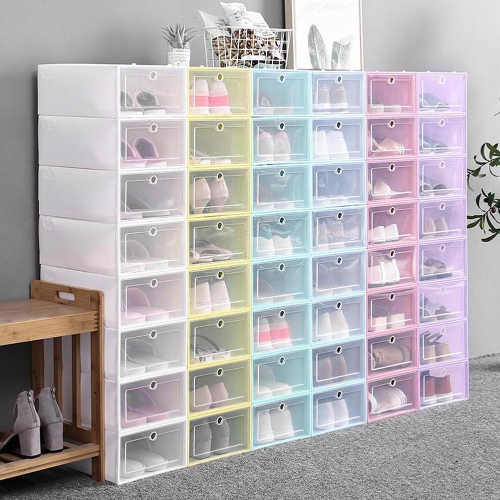 Hard Plastic Combination Shoe Box Transparent Foldable Football Shoes Storage Box Stackable Transparent Storage Box High Quality