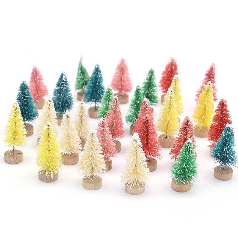 3cm-12.5cm Mini Christmas Trees Desktop Decoration Sisal Trees Bottle Brush Small Pine Trees Christmas Decoration