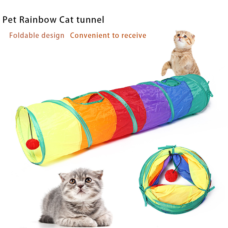 Practical Cat Tunnel Pet Tube Collapsible Play Toy Indoor Outdoor Kitty Puppy colorful Toys Puzzle Exercising Hiding Training