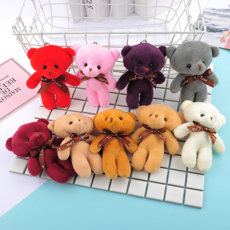 Various Colorful 10cm Plush Toy Mini Teddy Bear Keychain Wholesale Custom Kids Cartoon Stuffed Animal Soft Plush Mini Teddy Bear