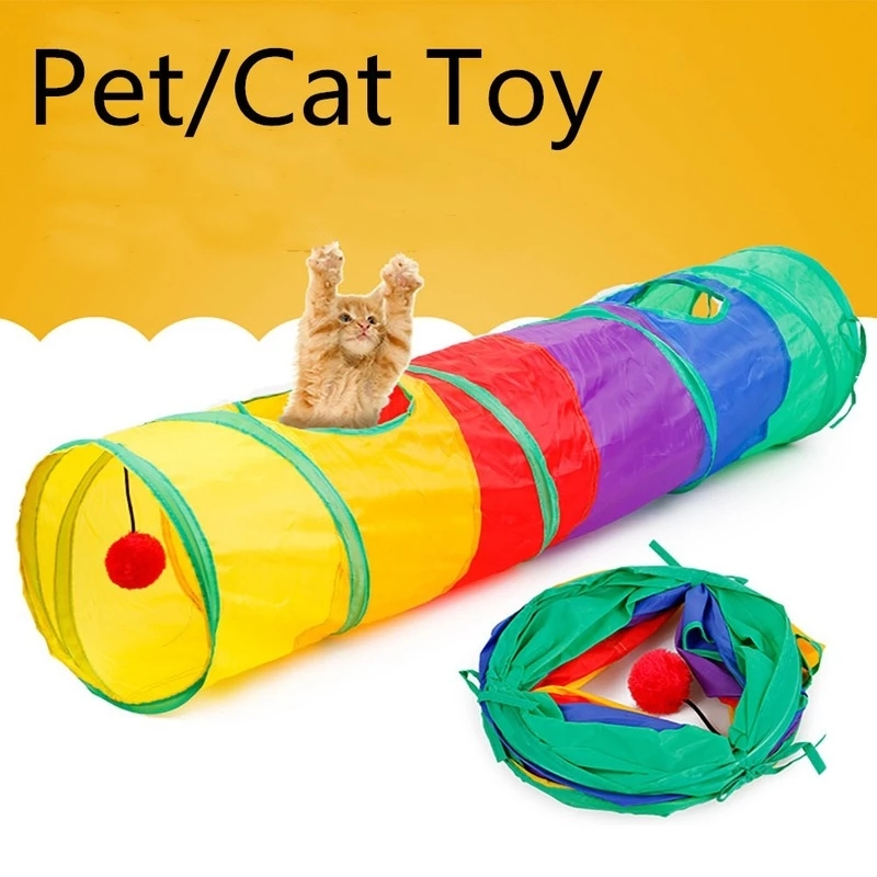 Practical Cat Tunnel Pet Tube Collapsible Play Toy Indoor Outdoor Kitty Puppy colorful Toys Puzzle Exercising Hiding Training