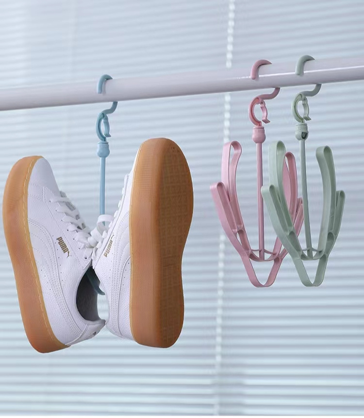 Windproof double hook balcony shoe drying rack multifunctional shoe hanger drying hook shoe drying rack