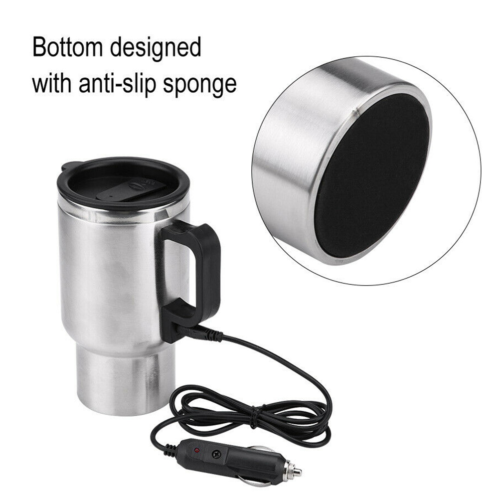 500ML 12V Car Vehicle Heating Stainless Steel Water Cup Kettle Coffee Heated Mug thermos thermal mug circles thermos