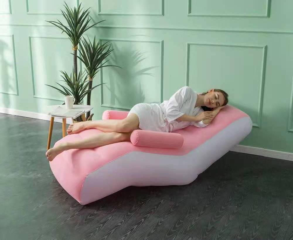 New Inflatable Lazy Sofa Outdoor Flocking Sofa Chair Portable Lunch Break Bed S-shaped Recliner Inflatable Sofa Furniture Couch