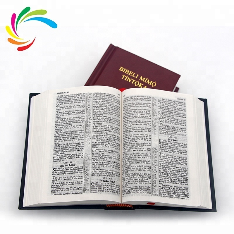 Free Stamping Custom Red Leather Bound Hard Cover Bible Paper Book Printing