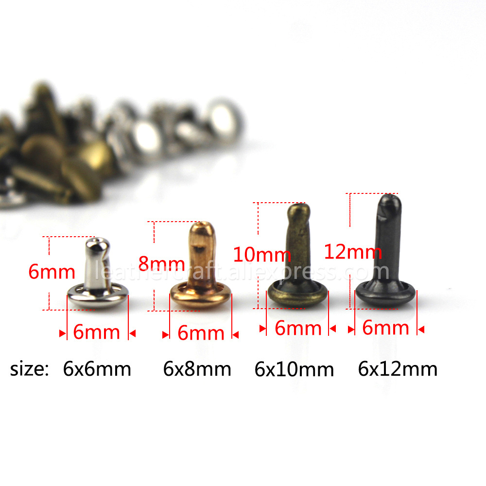 6mm 8mm Metal Double Cap Rivets Studs Round Rivet for Leather Craft Bag Belt Garments Hat Shoes Pet Collar Decor