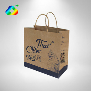 Promotional Tote Art Gift Packaging Custom Logo Recycled Takeaway Shopping Brown Kraft Paper Bags With Handles For Business