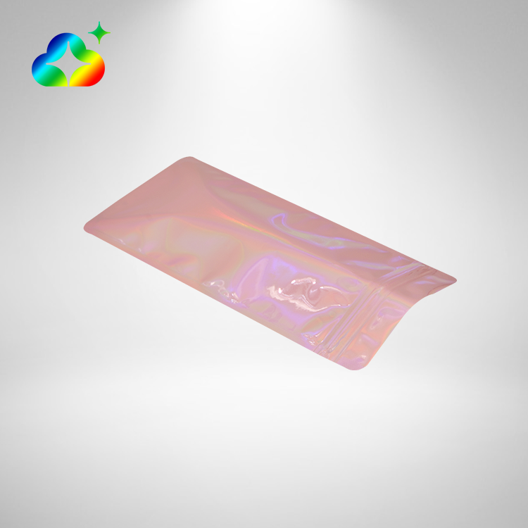 One Side Clear Custom Logo 3.5g Small Transparent Pink Zip Pouch Food Packaging Holographic Mylar Plastic Bags With Ziplock