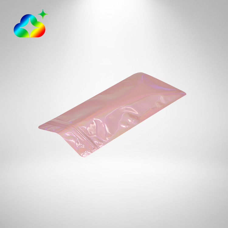 One Side Clear Custom Logo 3.5g Small Transparent Pink Zip Pouch Food Packaging Holographic Mylar Plastic Bags With Ziplock