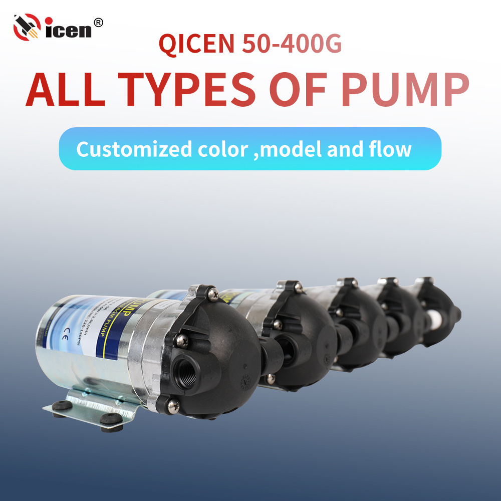 Qicen DC 24V 600GPD 150PSI Ro Booster Pressure Diaphragm Pump For Domestic Water Filter