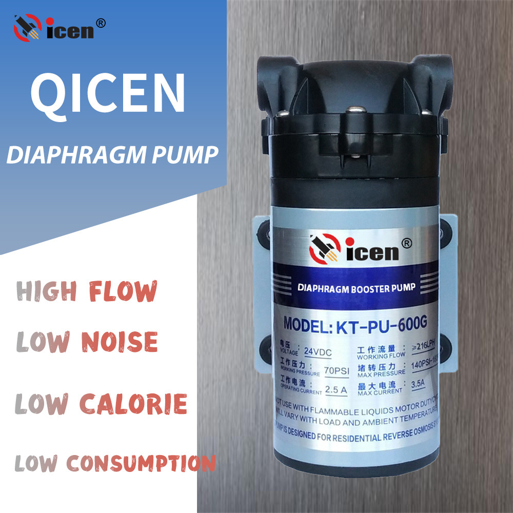 Qicen DC 24V 600GPD 150PSI Ro Booster Pressure Diaphragm Pump For Domestic Water Filter