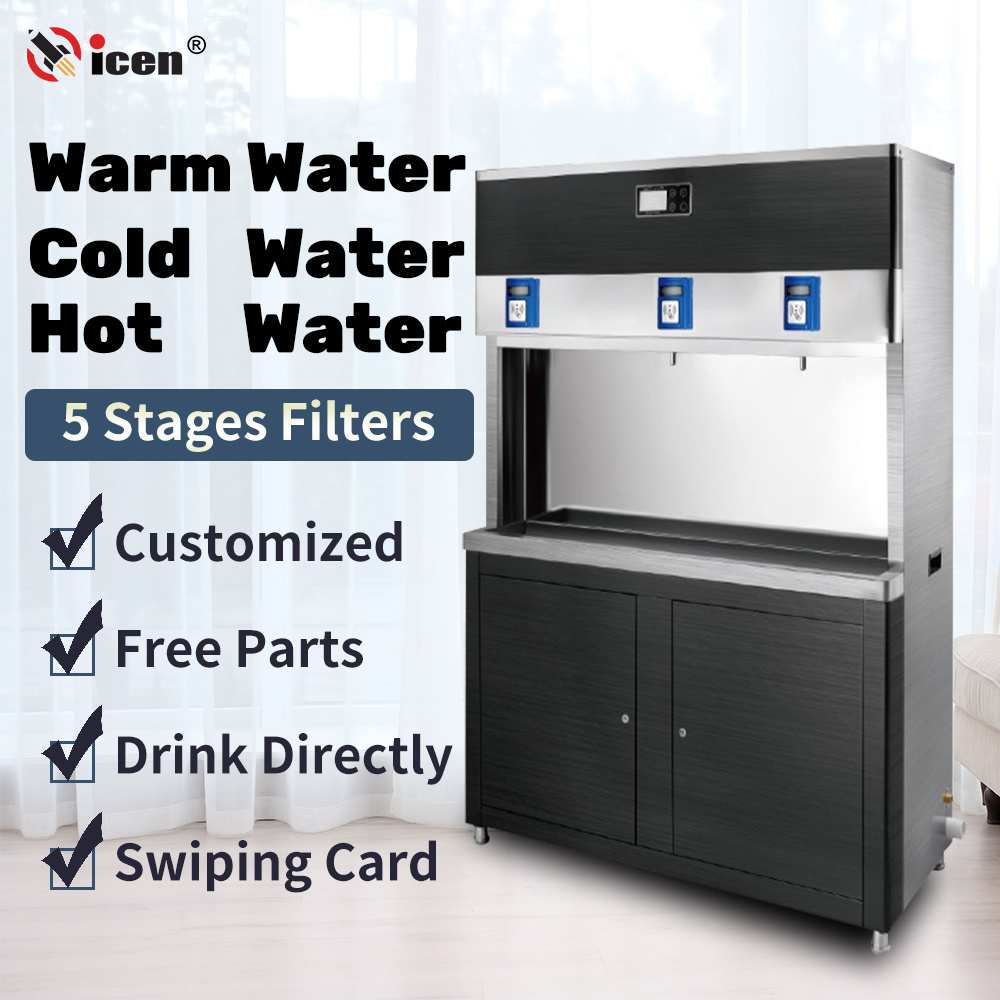 Qicen Customizable Cabinet Touch 30-120L RO Commercial Hot Cold Water Dispenser for School Factory