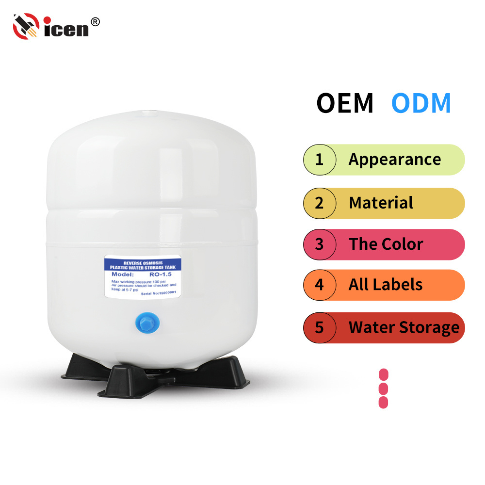 Qicen 1.5 Gallon Steel Reverse Osmosis Pressure Water Tank for Home Ro System