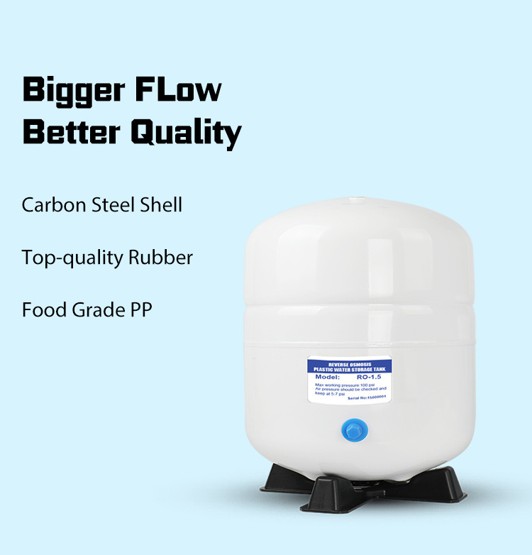 Qicen 1.5 Gallon Steel Reverse Osmosis Pressure Water Tank for Home Ro System