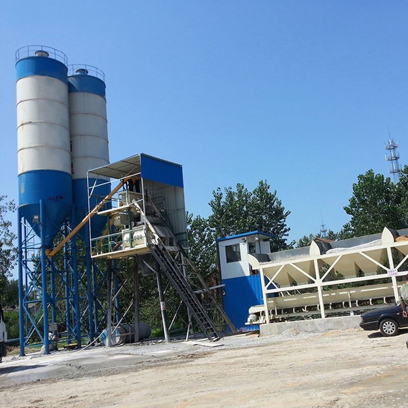 QIC 25m3/hour mini small modular portable concrete mixing plant with cement silo factory price